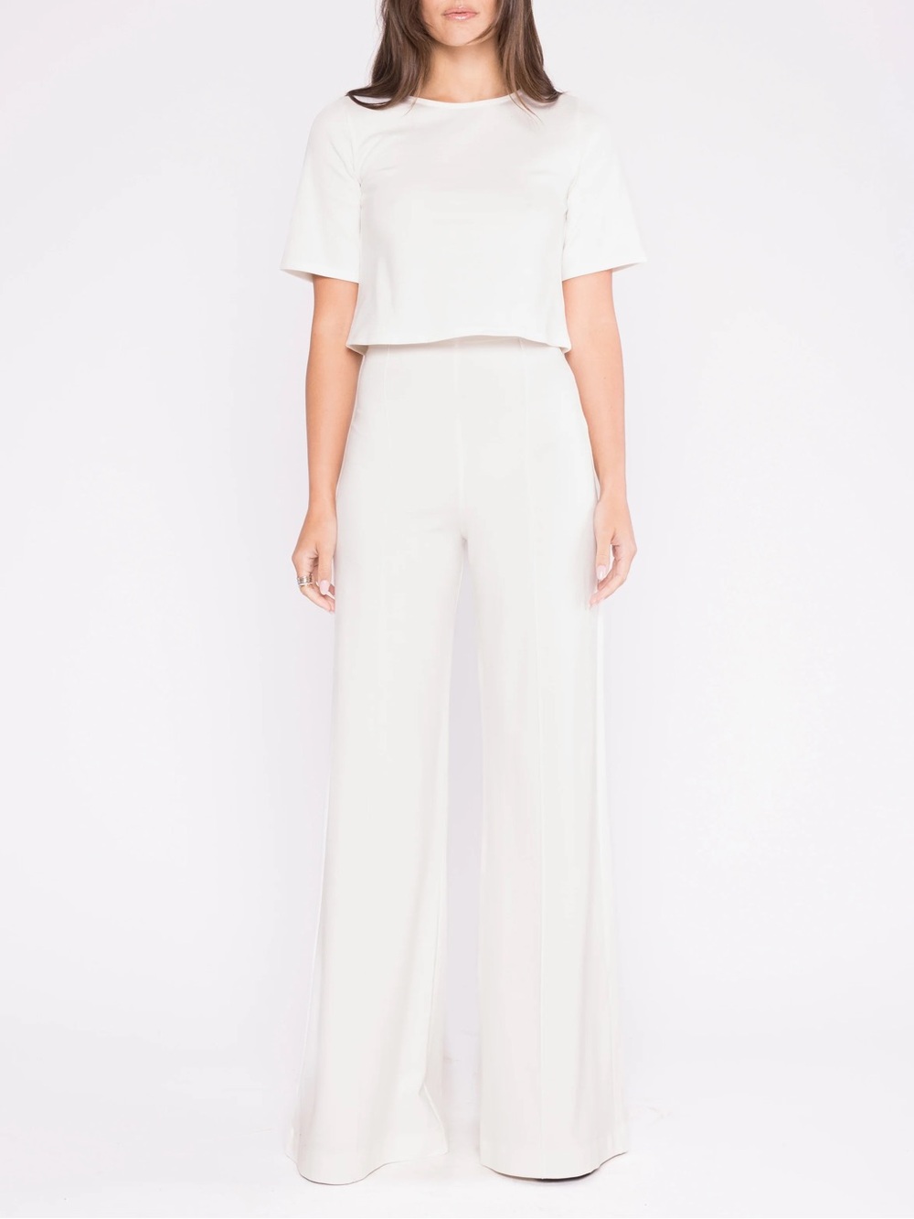 Ripley Rader Ponte Knit Wide Leg Pant XS Off White Pull On Stretch Minimalist - Picture 3 of 11